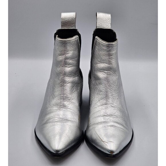 Loeffler Randall Women Metallic Silver Nellie Chelsea Pointed Booties Sz10  2971 - Picture 13 of 16